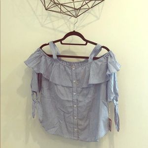 Mossimo off the shoulder pinstripe top- small